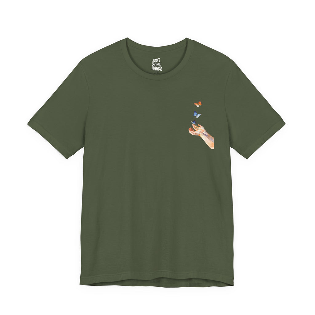 Soft Era Watercolor Butterflies Hand T-Shirt | Artsy Aesthetic Graphic Tee