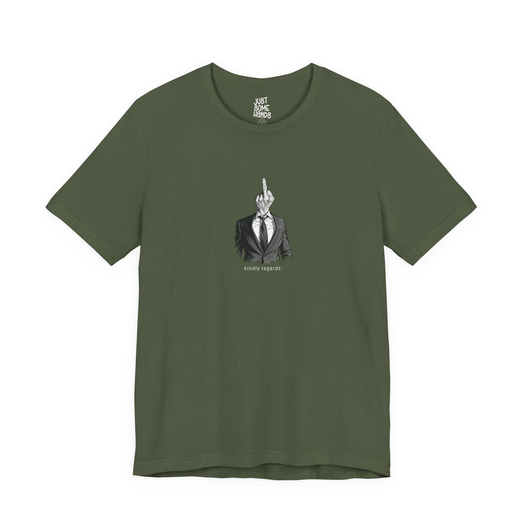 Kindly Regards Corporate Middle Finger T-Shirt | Sarcastic Office Humor Graphic Tee