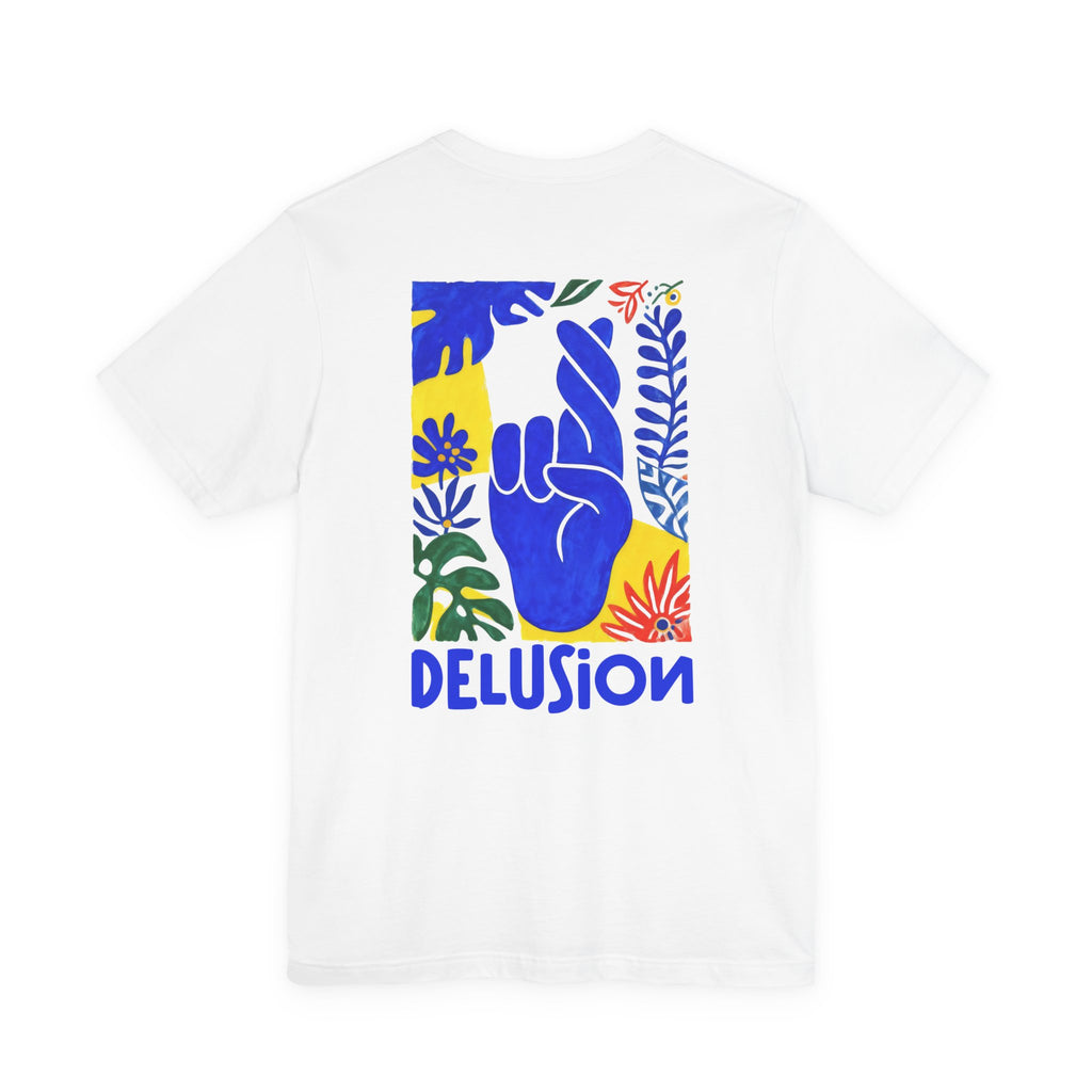 Delusion Colorful Fingers Crossed T-Shirt | Sarcastic Artistic Graphic Tee