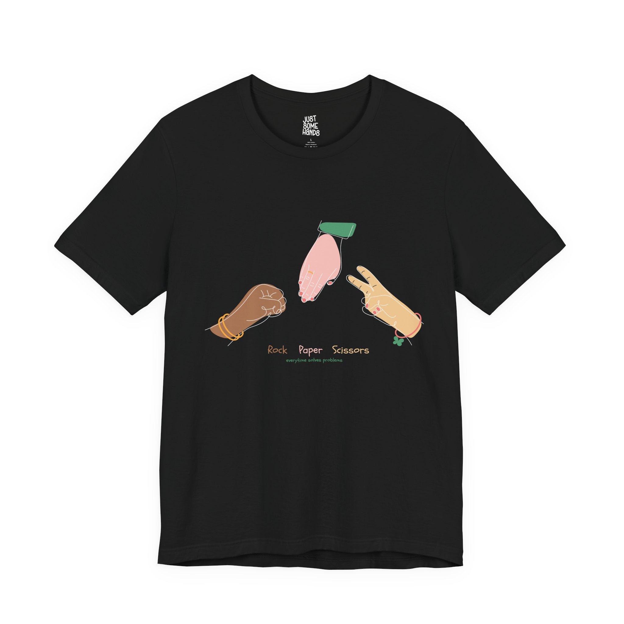 Rock Paper Scissors Minimalist Line Art T-Shirt | Sarcastic Problem Solver Tee