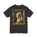 Girl with a Middle Finger - Sarcastic Fine Art Parody Hand Graphic T-Shirt