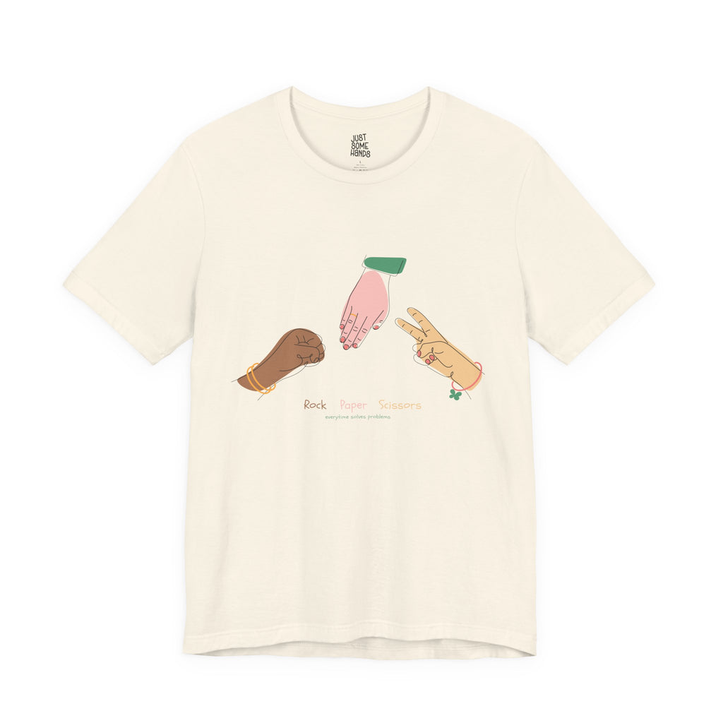Rock Paper Scissors Minimalist Line Art T-Shirt | Sarcastic Problem Solver Tee