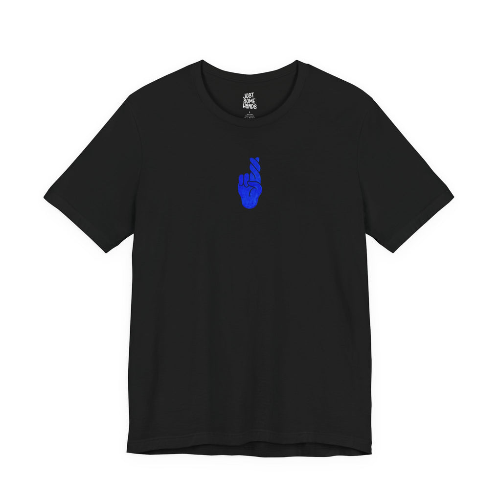 Delusion Colorful Fingers Crossed T-Shirt | Sarcastic Artistic Graphic Tee