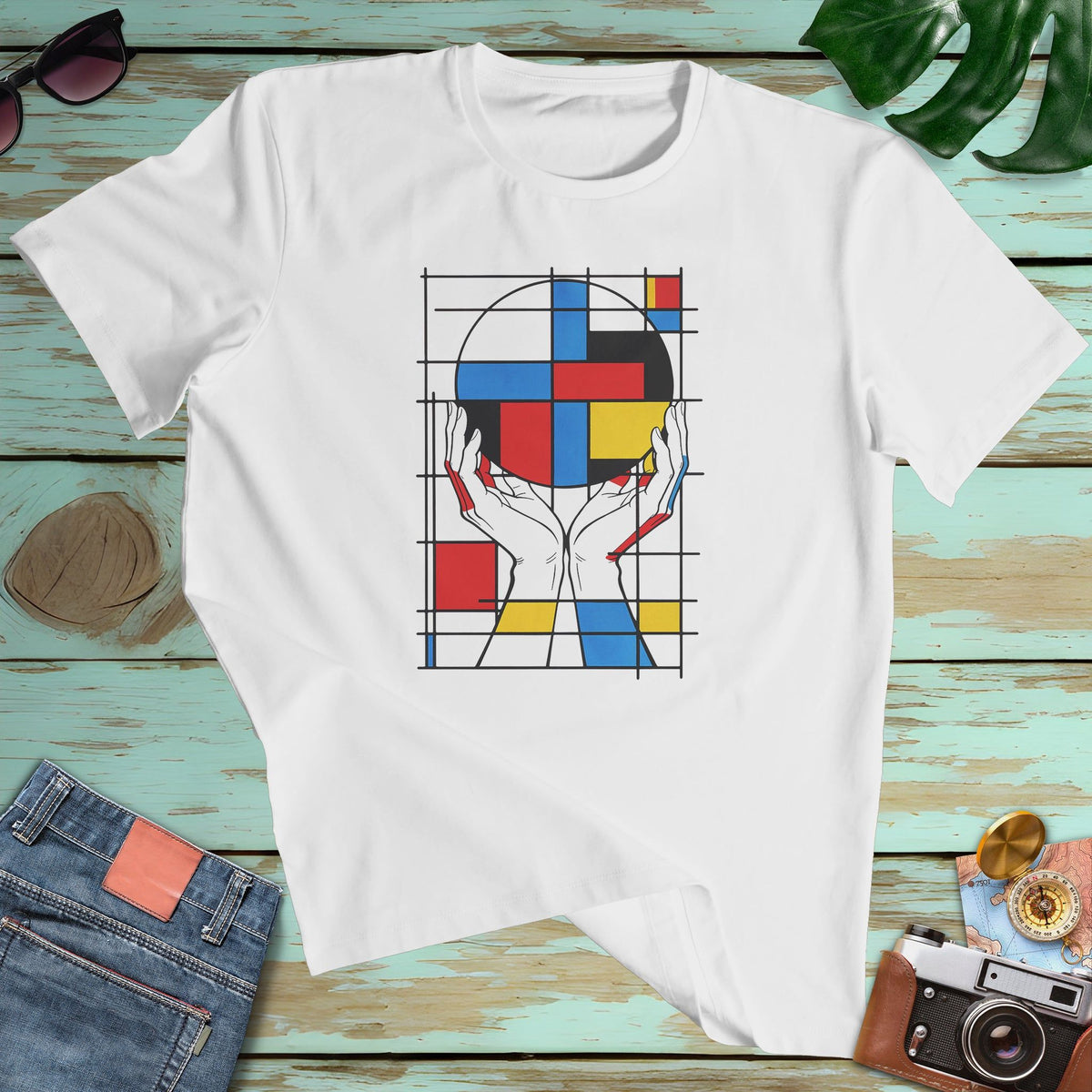 Modern Pop Art Graphic Tee Mondrian