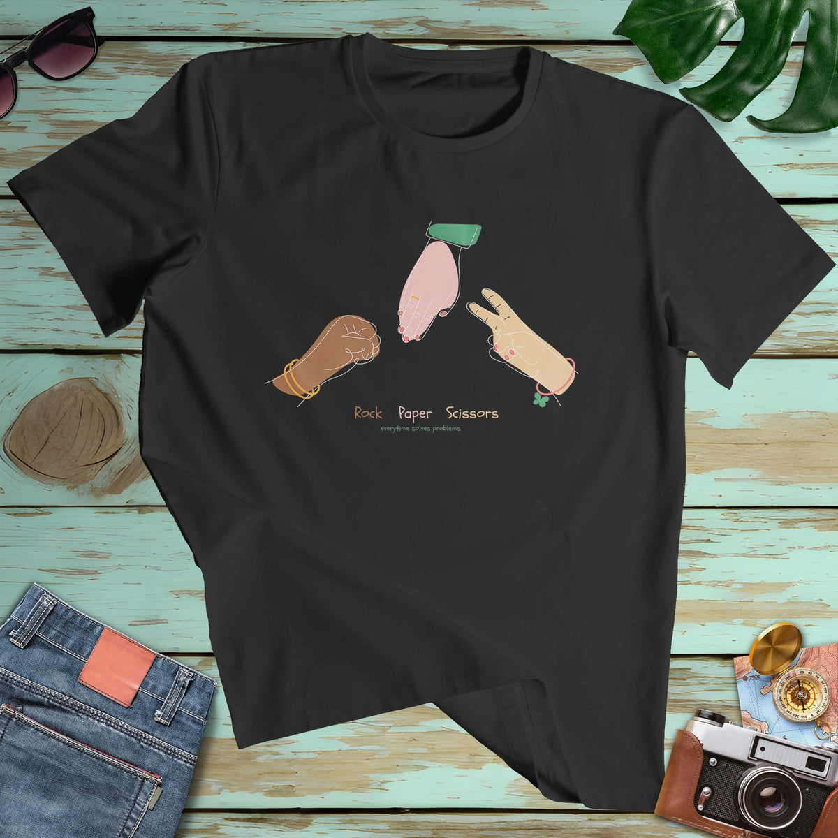 Rock Paper Scissors Minimalist Line Art