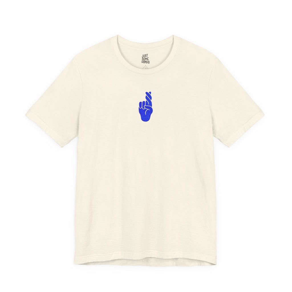 Delusion Colorful Fingers Crossed T-Shirt | Sarcastic Artistic Graphic Tee