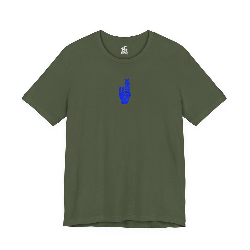 Delusion Colorful Fingers Crossed T-Shirt | Sarcastic Artistic Graphic Tee