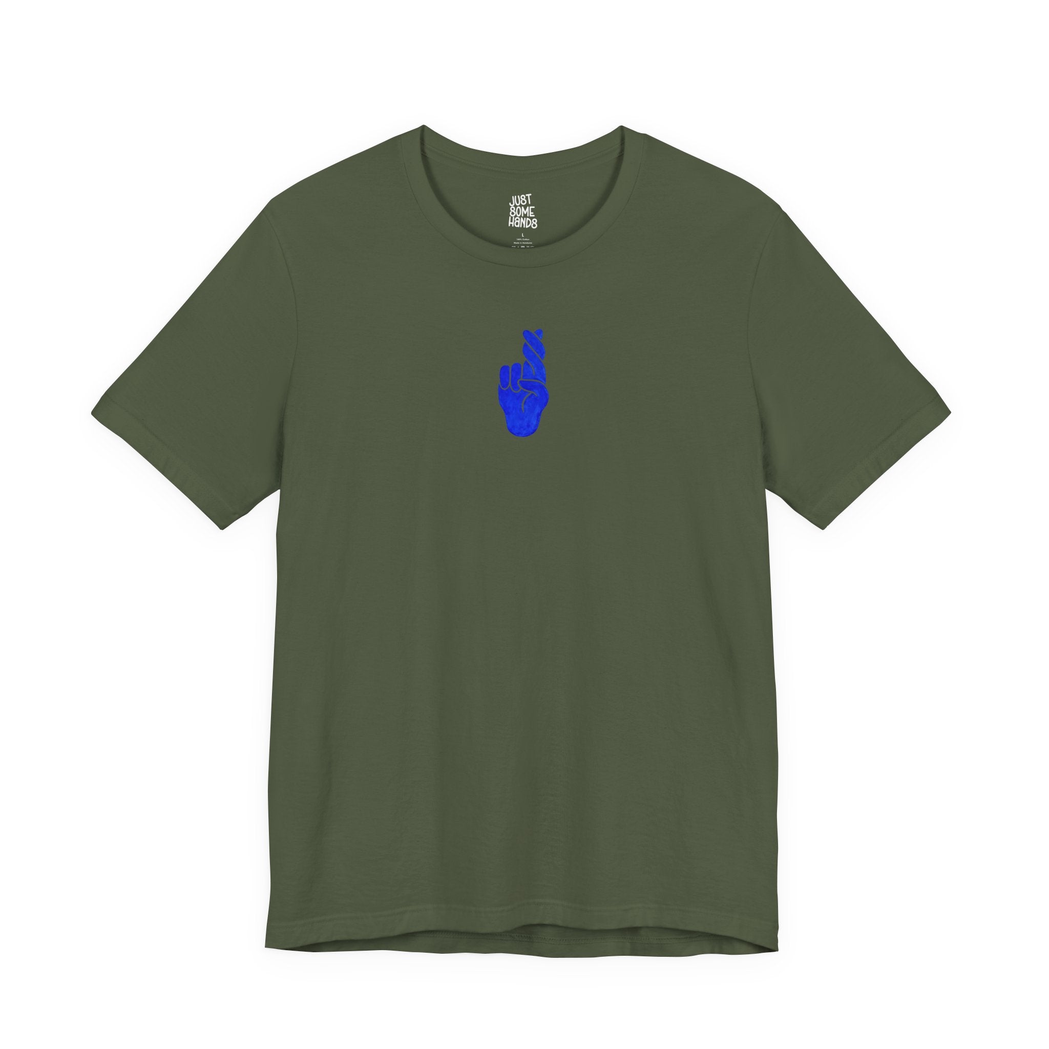 Delusion Colorful Fingers Crossed T-Shirt | Sarcastic Artistic Graphic Tee