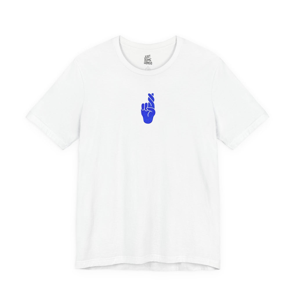 Delusion Colorful Fingers Crossed T-Shirt | Sarcastic Artistic Graphic Tee