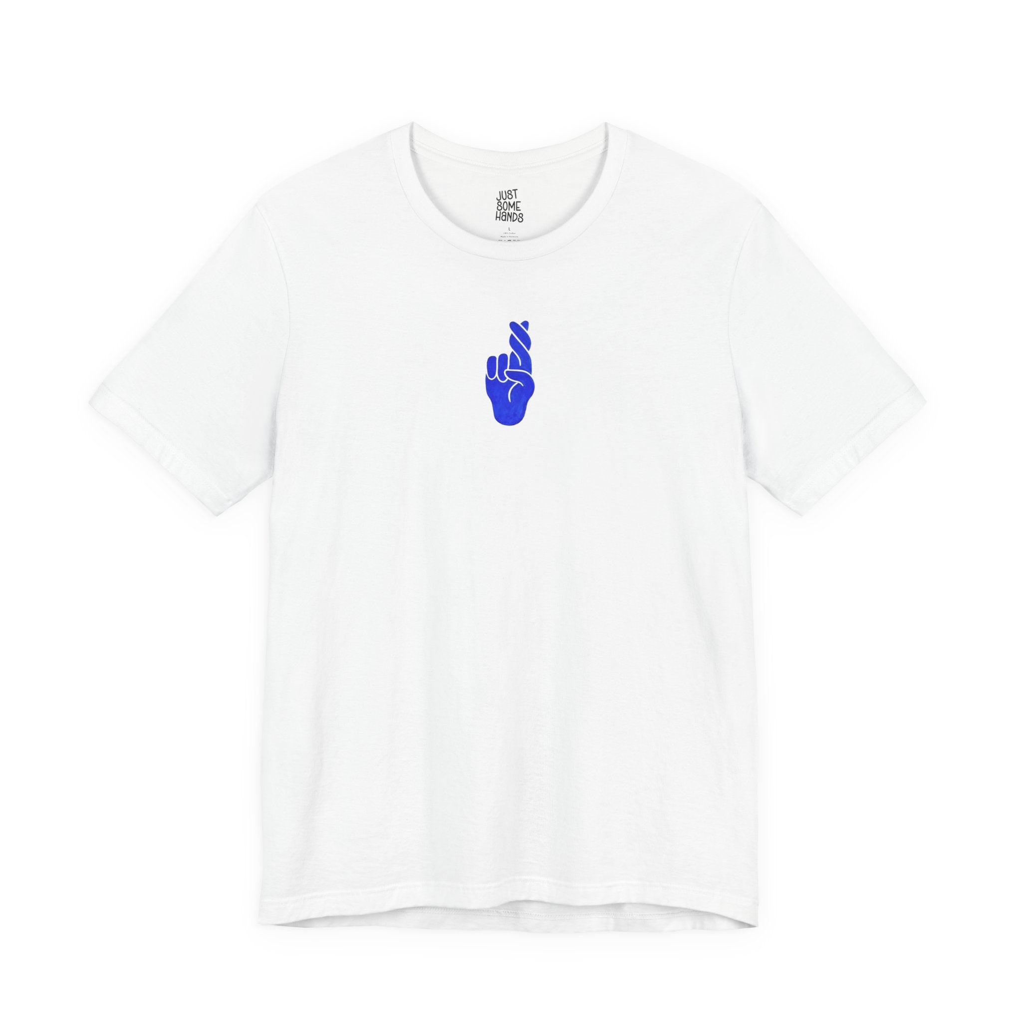 Delusion Colorful Fingers Crossed T-Shirt | Sarcastic Artistic Graphic Tee