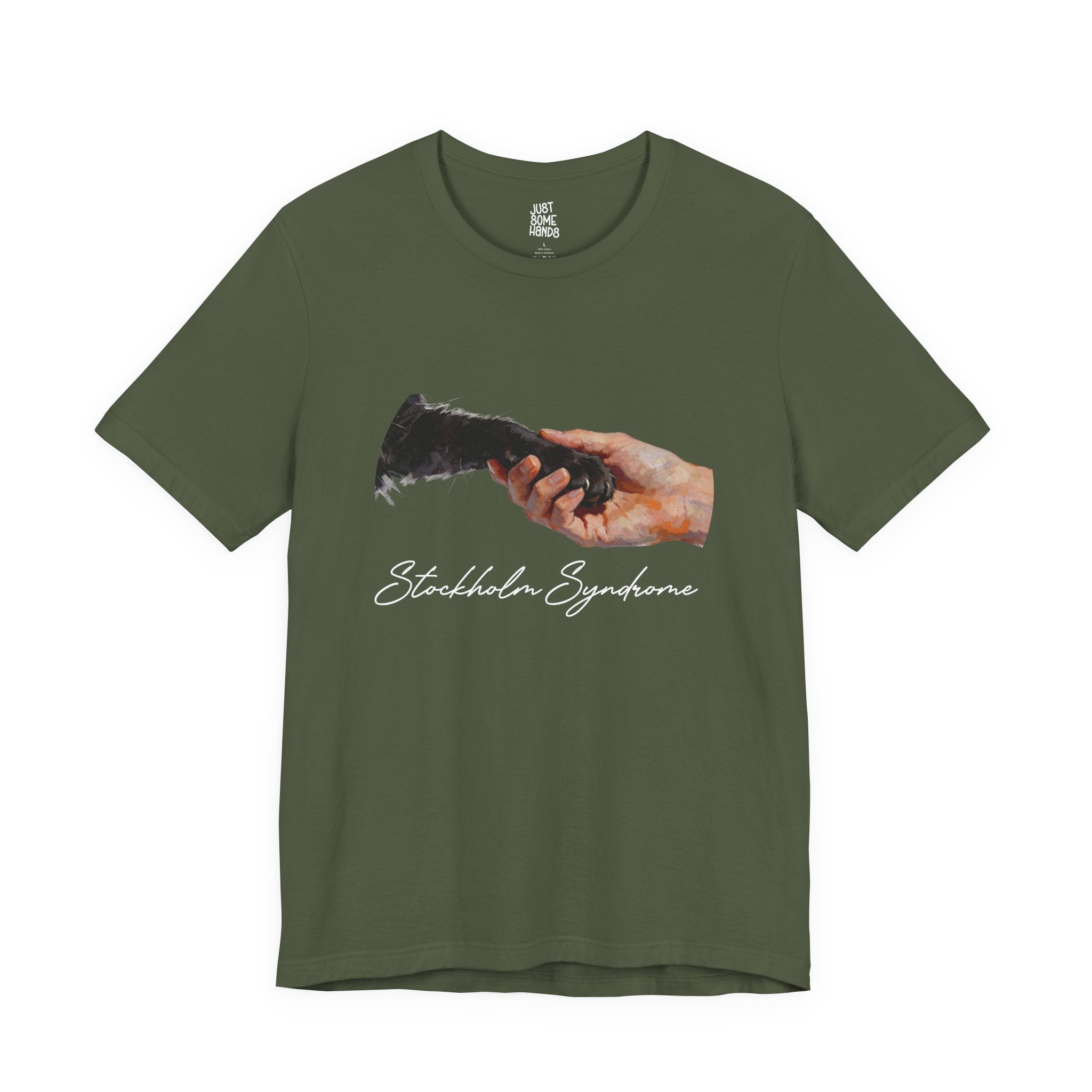 Stockholm Syndrome Pet Handshake T-Shirt | Emotional Artistic Graphic Tee