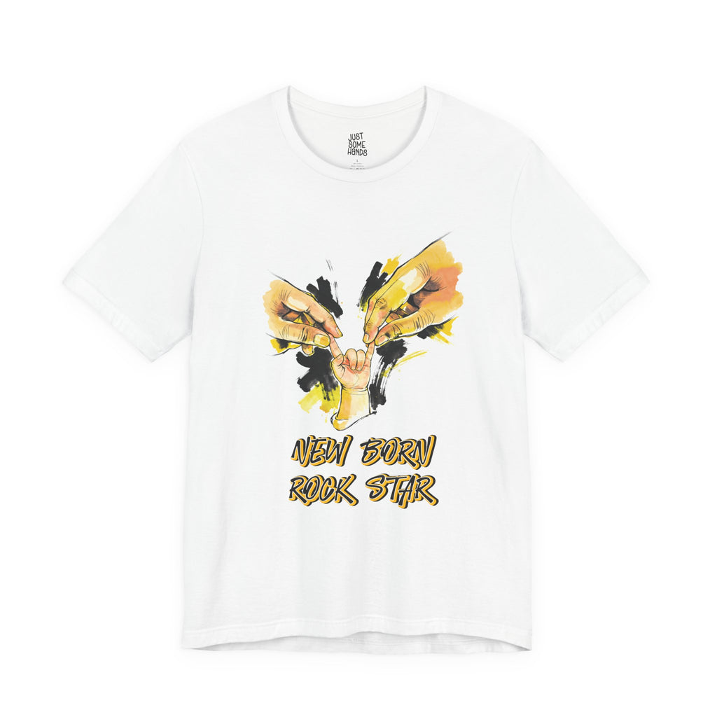 New Born Rock Star Baby Hand T-Shirt | Edgy Parenting Graphic Tee