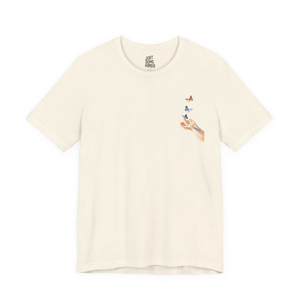 Soft Era Watercolor Butterflies Hand T-Shirt | Artsy Aesthetic Graphic Tee